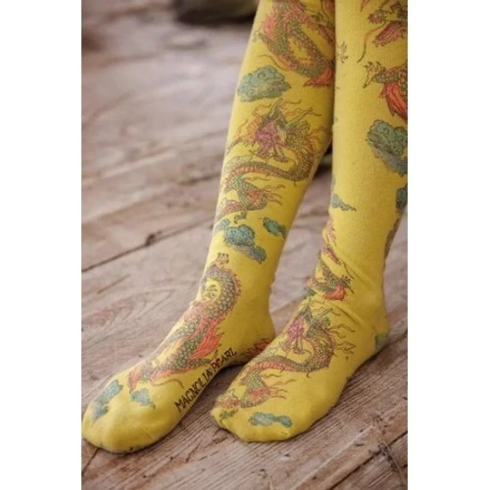 Magnolia Pearl Dragon‎ Lime Green OTK Knee High Socks One Size NWT